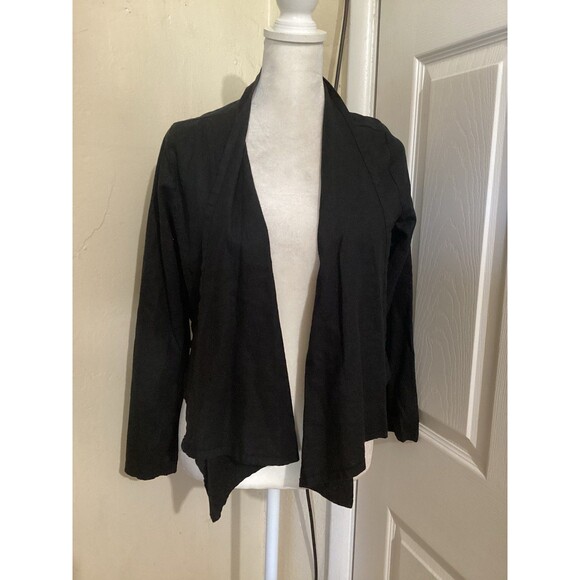 Soft Surroundings Black Alicante Linen Blend Topper Open Front Blazer PS - Picture 2 of 9